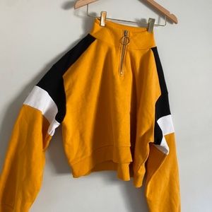 H&M yellow sweatshirt quarter zip